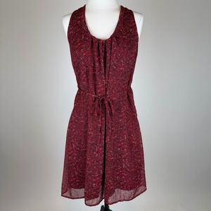 Converse One Star Maroon Paisley Tie Belt Sleeveless Mini Dress Womens XS Boho